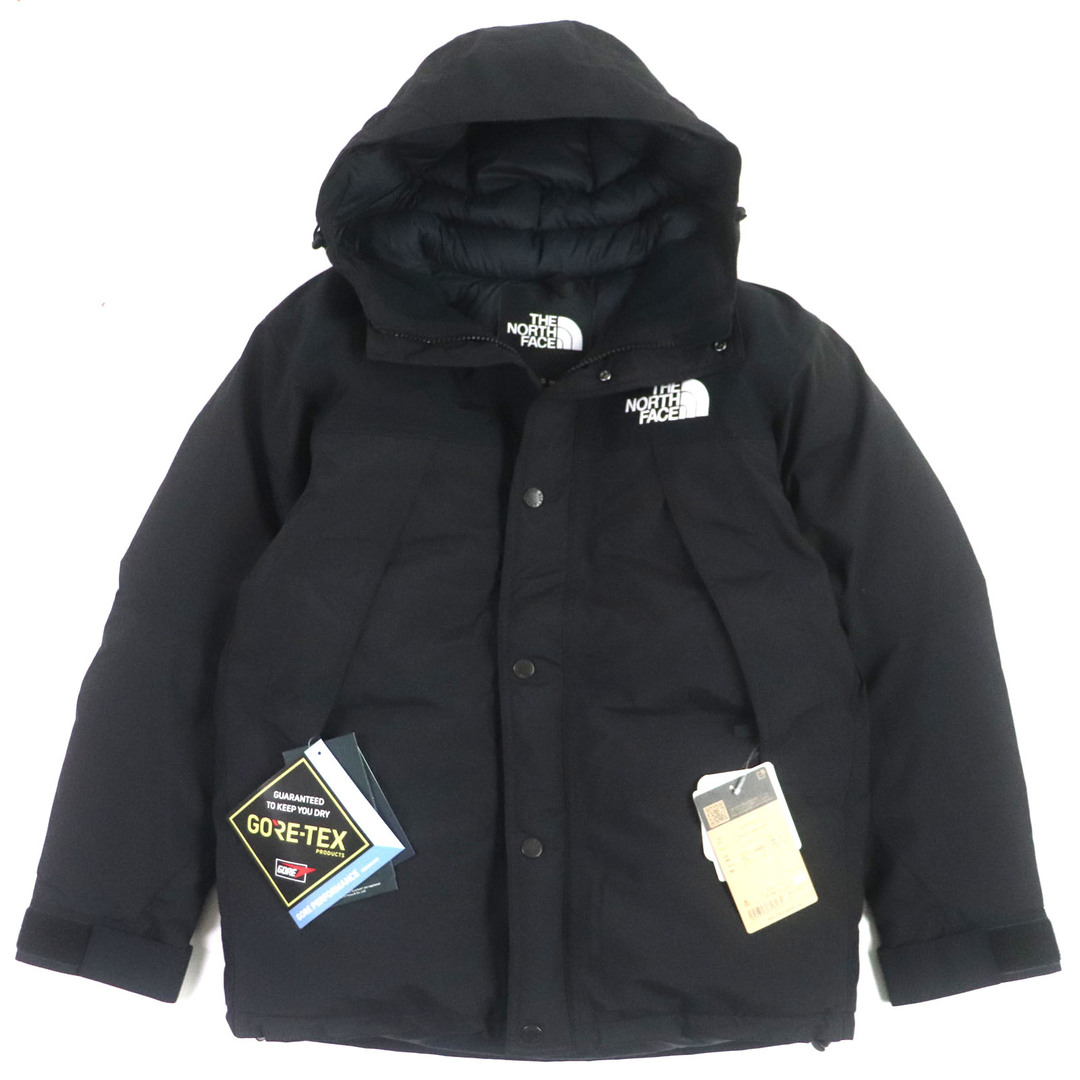 THE NORTH FACE(ザノースフェイス)の未使用品▼THE NORTH FACE ザ・ノースフェイス ND91930 MOUNTAIN DOWN JACKET RERTEX GORETEX ロゴ刺繍 フード付き WZIP ダウンジャケット ブラック S 正規品 メンズ 定価68,200円 メンズのジャケット/アウター(ダウンジャケット)の商品写真