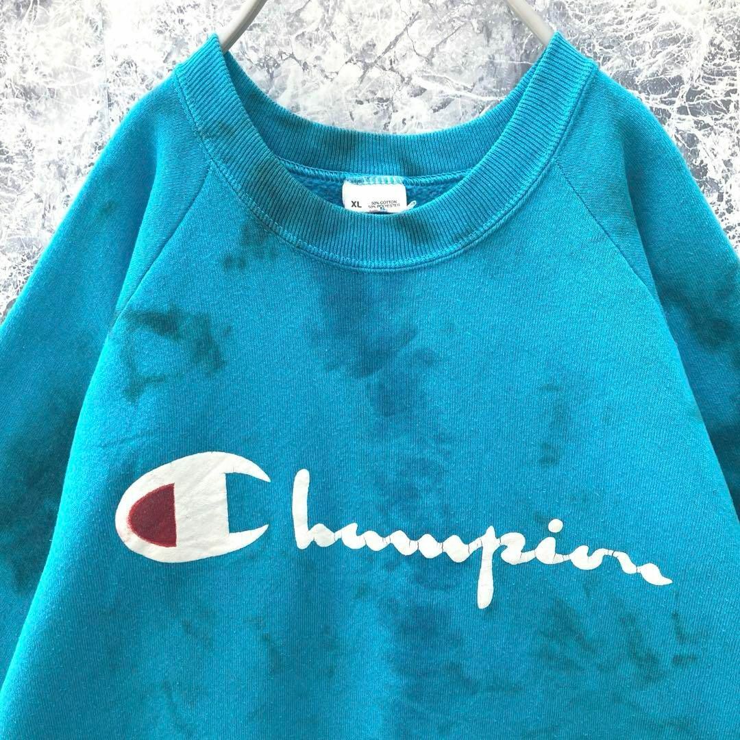 Champion(チャンピオン)のIS425 希少USA製古着チャンピオンデカプリントロゴペイント加工スウェット メンズのトップス(スウェット)の商品写真