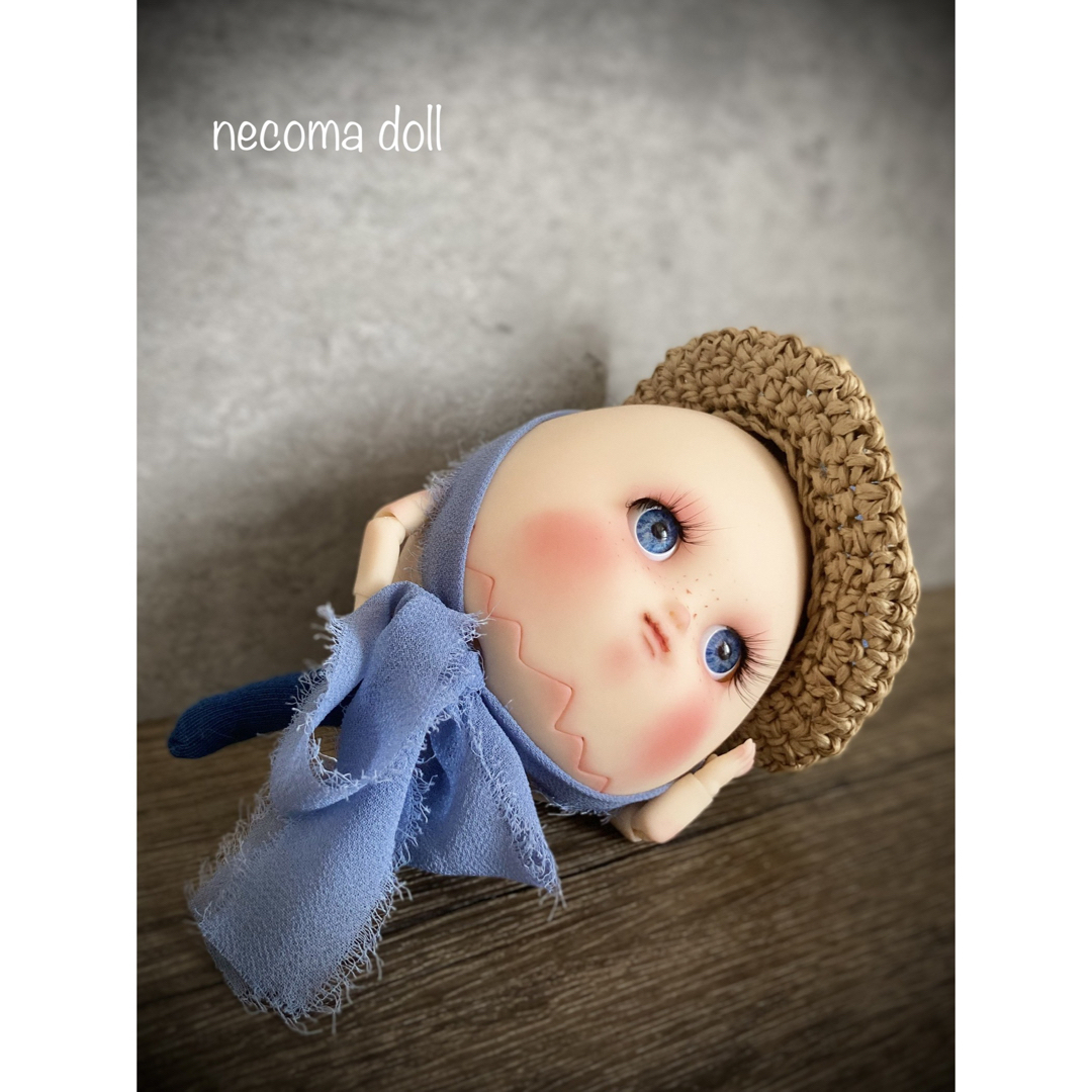 【necoma doll】キモカワたまごちゃん◆ノーマル◆そばかす◆カンカン帽 ハンドメイドのぬいぐるみ/人形(人形)の商品写真