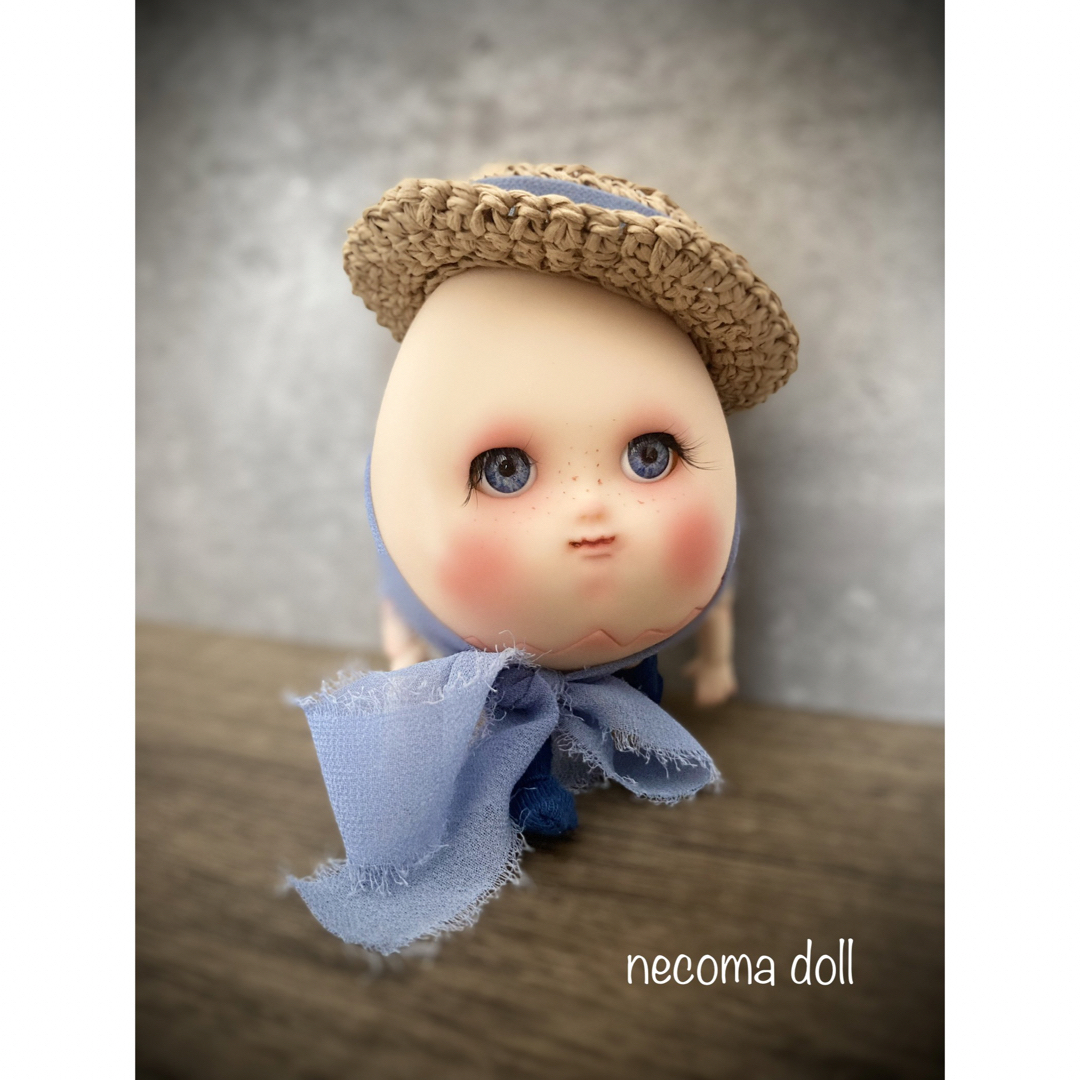 【necoma doll】キモカワたまごちゃん◆ノーマル◆そばかす◆カンカン帽 ハンドメイドのぬいぐるみ/人形(人形)の商品写真