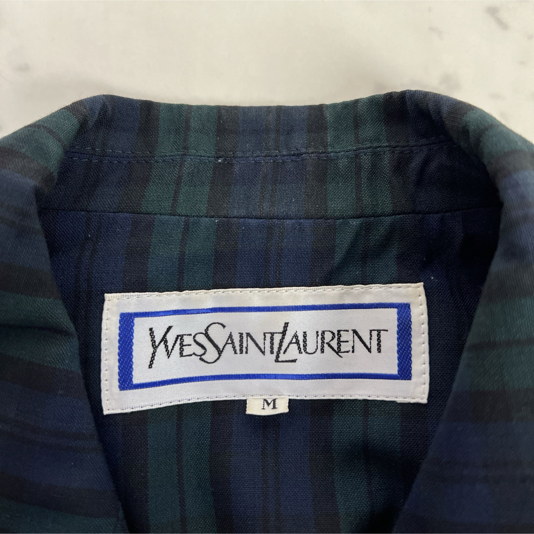 Yves Saint Laurent(イヴサンローラン)の《ヴィンテージ》イヴサンローラン セットアップ チェック 半袖 金ボタン 緑 レディースのフォーマル/ドレス(その他)の商品写真