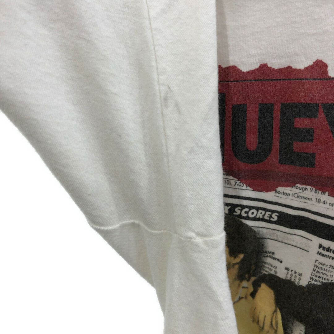 SCREEN STARS(スクリーンスターズ)の80年代 USA製 HUEY LEWIS AND THE NEWS ヒューイ・ルイス 半袖Ｔシャツ バンドT ホワイト (メンズ M) 中古 古着 Q6543 メンズのトップス(Tシャツ/カットソー(半袖/袖なし))の商品写真