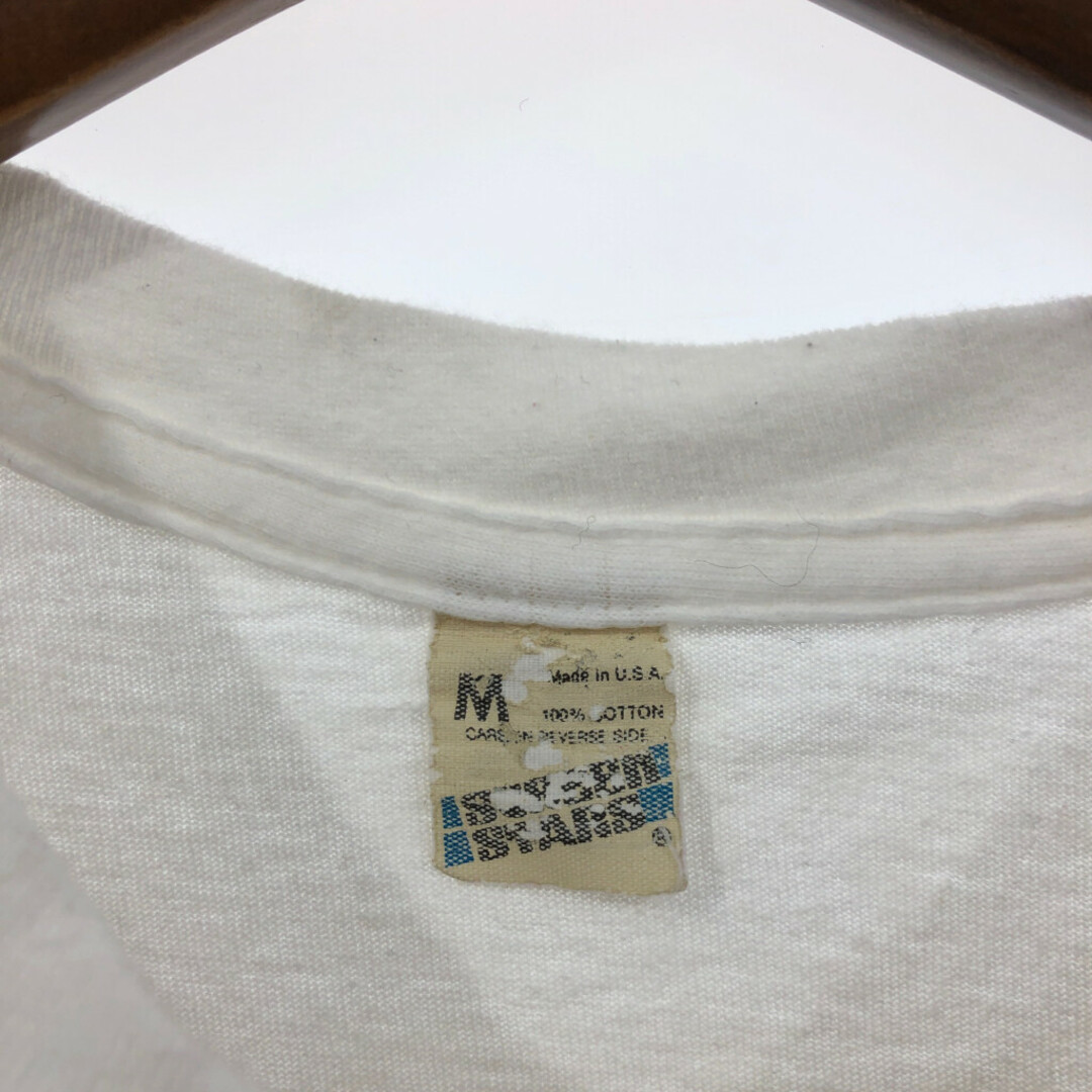 SCREEN STARS(スクリーンスターズ)の80年代 USA製 HUEY LEWIS AND THE NEWS ヒューイ・ルイス 半袖Ｔシャツ バンドT ホワイト (メンズ M) 中古 古着 Q6543 メンズのトップス(Tシャツ/カットソー(半袖/袖なし))の商品写真