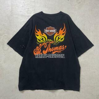 Harley-Davidson ハーレーダビッドソン プリントTシャツ フレイムパターン バイク メンズ3XL(Tシャツ/カットソー(半袖/袖なし))