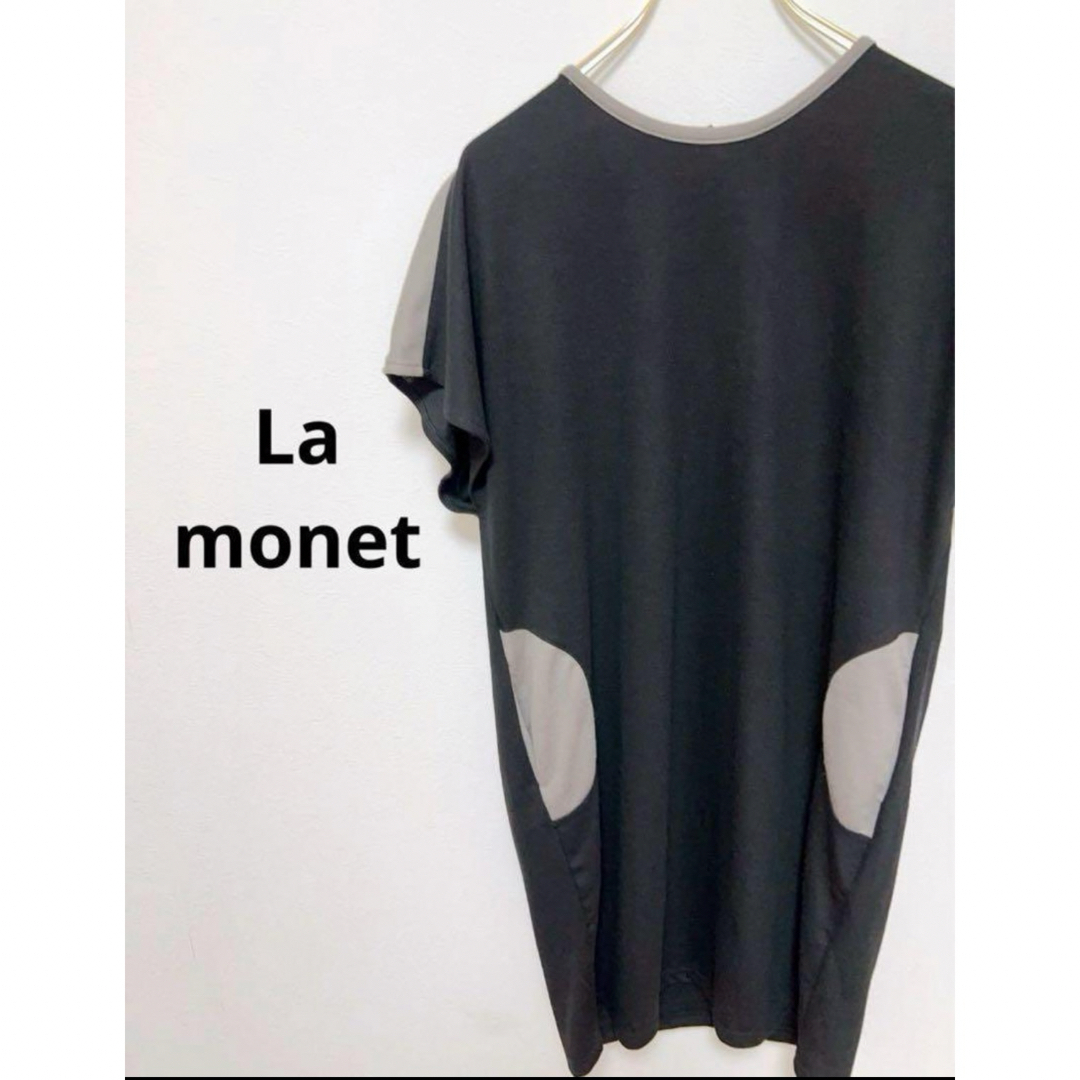 La Monet  ラモネ　ワンピース　ひざ丈　フリーサイズ　ゆったり　美品 レディースのワンピース(ひざ丈ワンピース)の商品写真