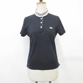 バーバリーゴルフ BURBERRY GOLF シャツ ロゴ 黒 ブラック M(ウエア)