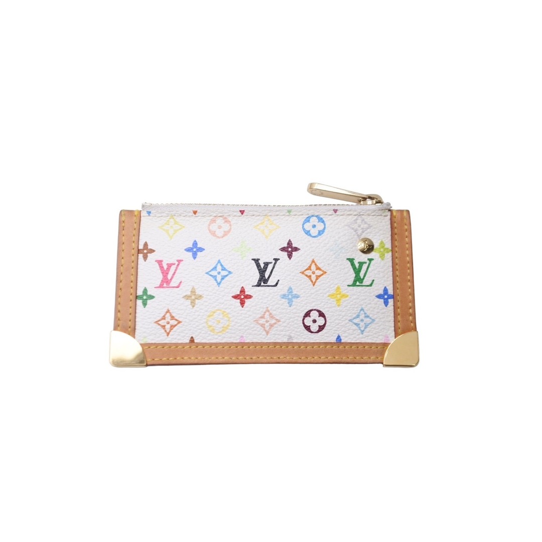 LOUIS VUITTON(ルイヴィトン)のLOUIS VUITTON ルイヴィトン コインケース ポシェット クレ マルチカラー 村上隆 ホワイト M92655 美品 中古 63755 レディースのファッション小物(コインケース)の商品写真