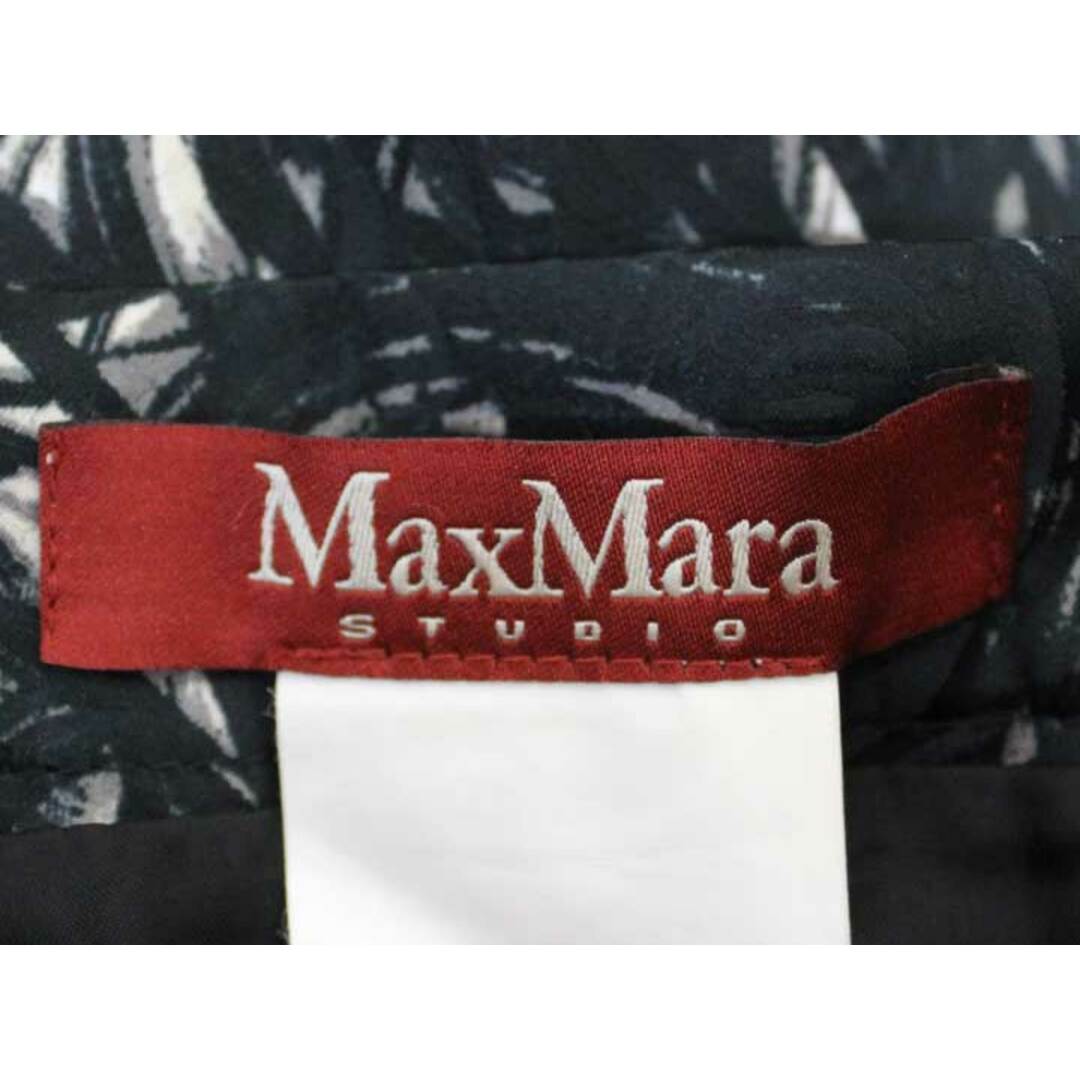 Max Mara(マックスマーラ)の【夏物 新入荷】☆Max Mara/マックスマーラ☆総柄スカート/サイドジップ/ポケット/ミディ丈 ブラック×ホワイト/黒×白 レディース 40【中古】春夏 415042 レディースのスカート(その他)の商品写真