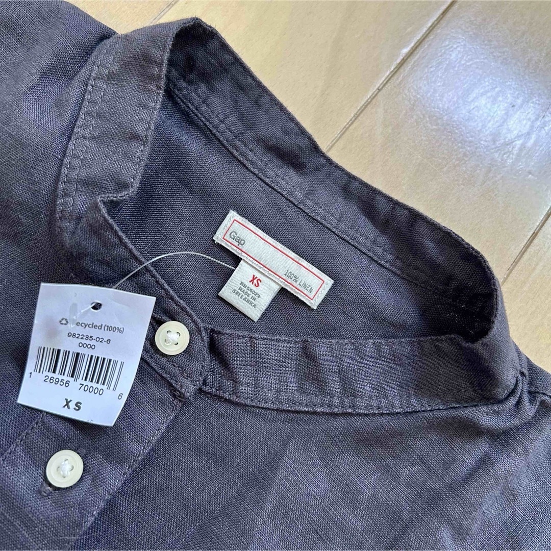 GAP(ギャップ)の【新品】GAP(ギャップ)リネンバンドカラー五分袖シャツ レディースのトップス(シャツ/ブラウス(半袖/袖なし))の商品写真