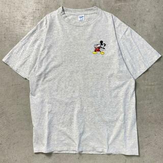 90年代 USA製 DISNEY MICKEY MOUSE ミッキーマウス キャラクターTシャツ ワンポイント刺繍 メンズXL(Tシャツ/カットソー(半袖/袖なし))