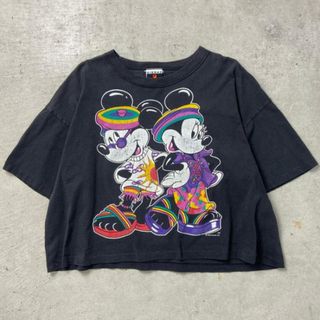 90年代 USA製 Disney ディズニー ミッキーマウス ミニーマウス Tシャツ ショート丈 レディース2XL相当(Tシャツ/カットソー(半袖/袖なし))