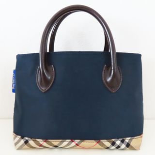 BURBERRY BLUE LABEL - K05 BURBERRY BLUE LABEL バーバリーブルーレーベル ノバチェック ナイロン/レザー ミニハンドバッグ ネイビー/ベージュ