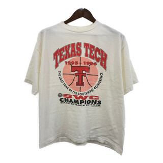 90年代 テキサス・テック カレッジ バスケットボール 半袖Ｔシャツ ホワイト (メンズ L) 中古 古着 Q6545(Tシャツ/カットソー(半袖/袖なし))