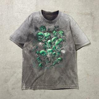 スカル プリント Tシャツ ブリーチ加工 メンズL相当(Tシャツ/カットソー(半袖/袖なし))