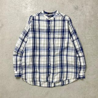 90年代 DOCKERS リネンチェックシャツ スタンドカラーシャツ メンズXL(シャツ)