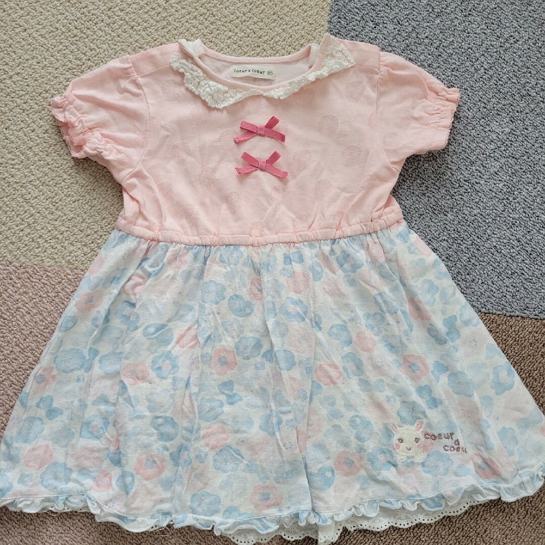 coeur a coeur(クーラクール)のクーラクール ドッキングワンピース 95 ブルー キッズ/ベビー/マタニティのキッズ服女の子用(90cm~)(ワンピース)の商品写真