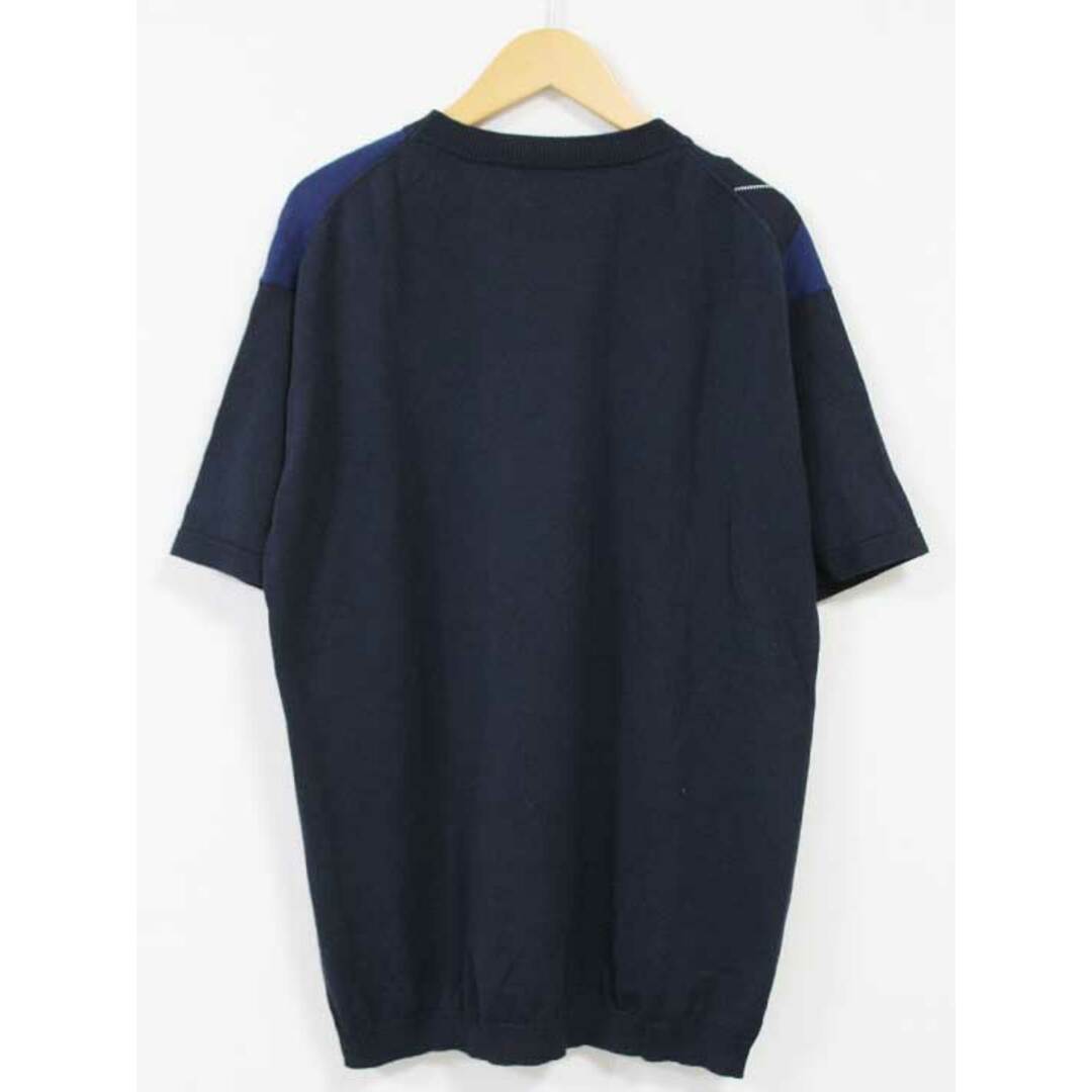 BEAUTY&YOUTH UNITED ARROWS(ビューティアンドユースユナイテッドアローズ)の【夏物 新入荷】☆BEAUTY&YOUTH UNITED ARROWS/ビューティーアンドユースユナイテッドアローズ☆アーガイルパネルショートスリーブニット/ニット/セーター/半袖/カジュアル ブラック×ネイビー/黒×紺 メンズ L【中古】春夏 015042 メンズのトップス(ニット/セーター)の商品写真