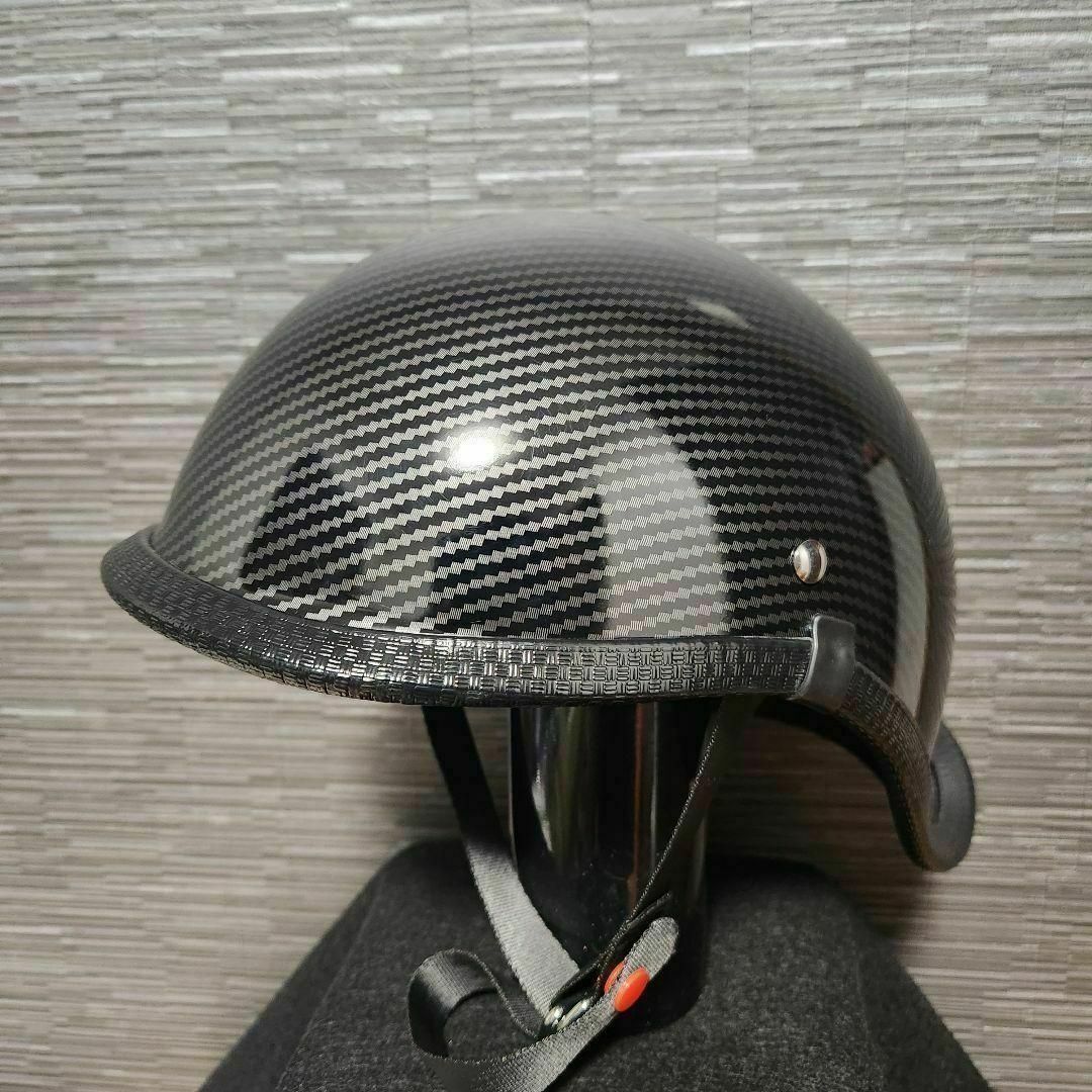 L ダックテール 　カーボン調　ヘルメット　半ヘル　キャップ　半帽 自動車/バイクのバイク(ヘルメット/シールド)の商品写真