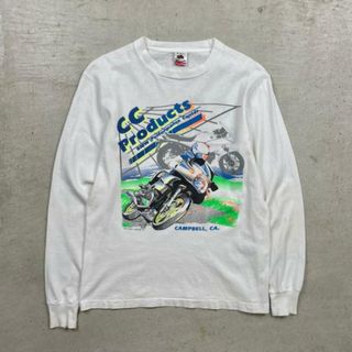 90年代 USA製 企業ロゴ BMW バイク プリントロゴ ロングTシャツ ロンT メンズM(Tシャツ/カットソー(七分/長袖))