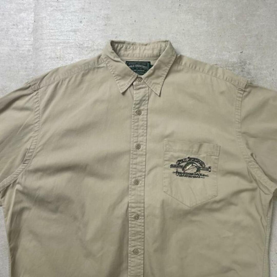 80年代〜90年代 POLO COUNTRY RALPH LAUREN 長袖  ワンポイントロゴ刺繍 コットンシャツ メンズL相当 メンズのトップス(シャツ)の商品写真