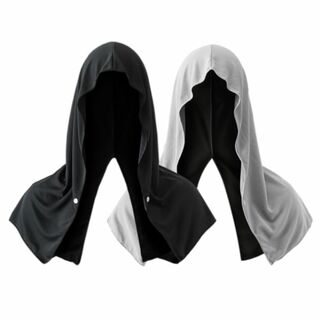 【色: 灰+黑】SITEDAN 冷感タオル フード付き 黒 クールタオル ポンチ(日用品/生活雑貨)