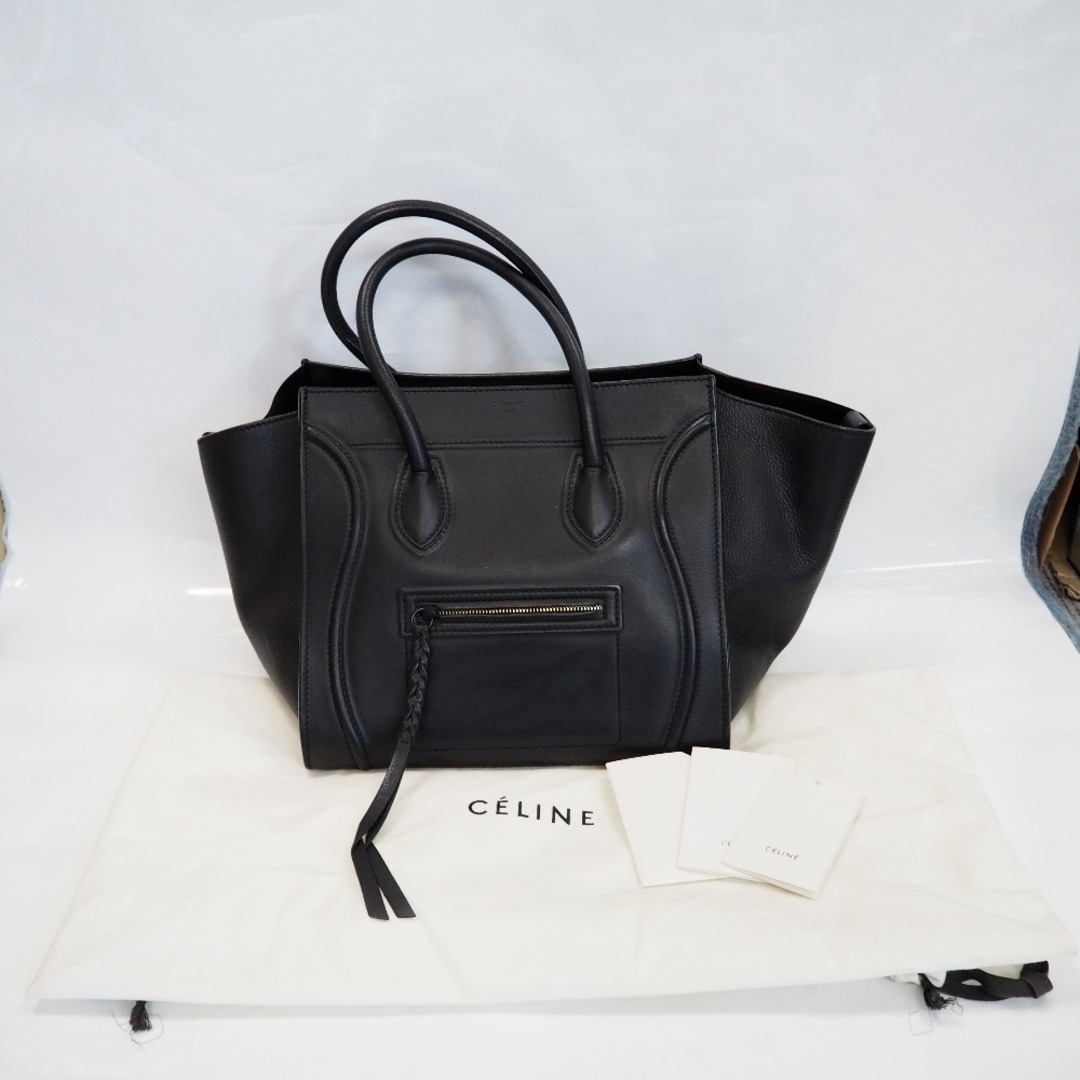 celine(セリーヌ)のTh962411 セリーヌ ラゲージ ファントム ミディアム 本革 ブラック系 ハンドバッグ レディース CELINE 中古 レディースのバッグ(ハンドバッグ)の商品写真