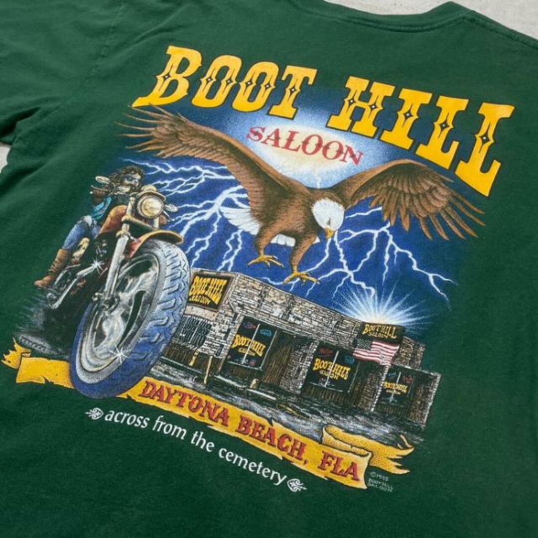 90年代 USA製 BOOT HILL SALOON デイトナビーチ デザインプリント ポケットTシャツ ポケT メンズXL メンズのトップス(Tシャツ/カットソー(半袖/袖なし))の商品写真