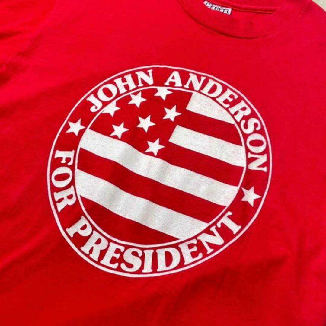 80年代 USA製 JOHN ANDERSON FOR PRESIDENT ヘビーウェイト プリントTシャツ メンズM~L相当 メンズのトップス(Tシャツ/カットソー(半袖/袖なし))の商品写真