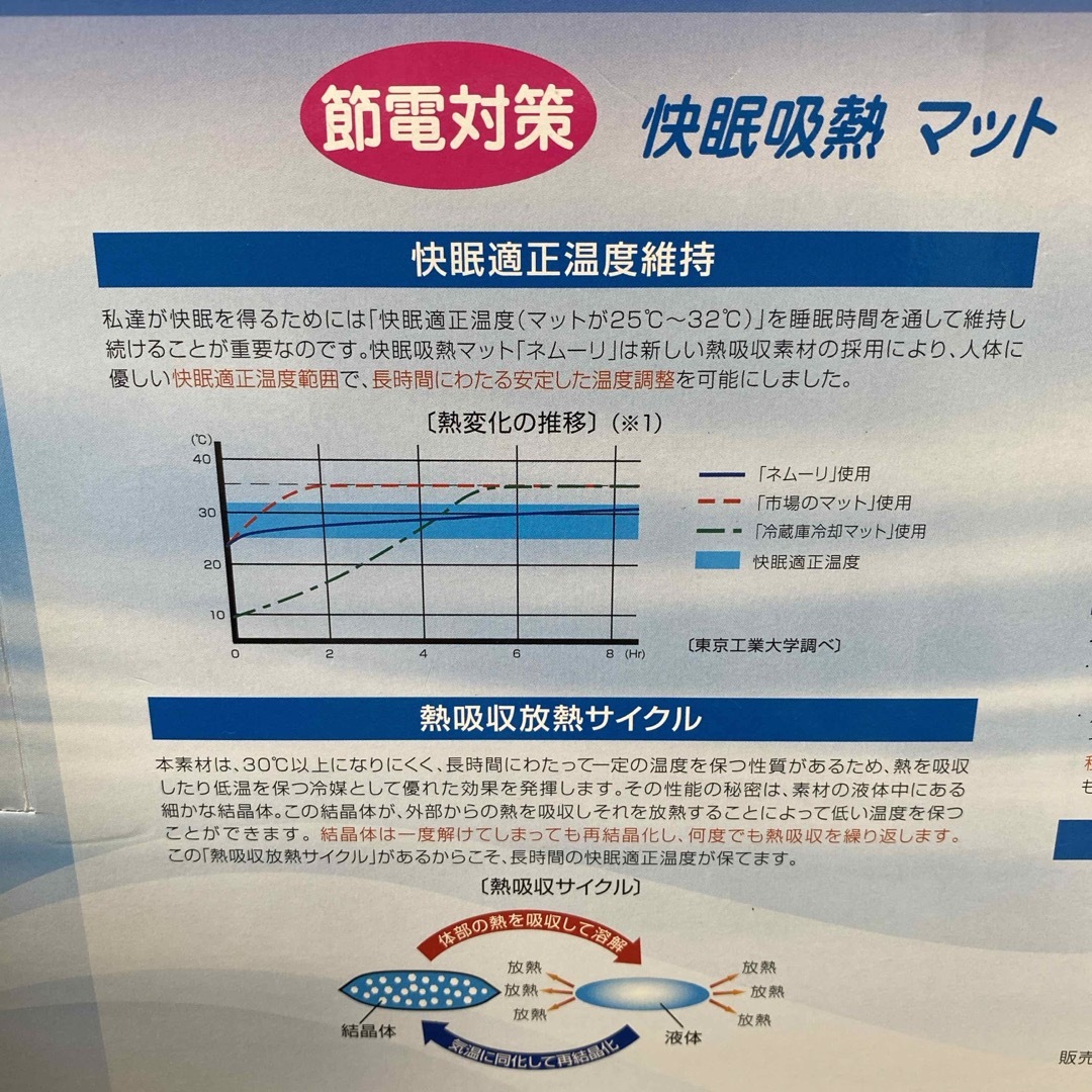 新品　ネムーリ　快眠吸熱マット　特許取得　節電対策 キッズ/ベビー/マタニティの寝具/家具(敷パッド)の商品写真