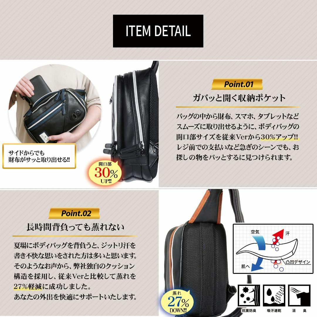 【色: グレイスネイビー】[BLUE SINCERE] ボディバッグ メンズ サ メンズのバッグ(その他)の商品写真