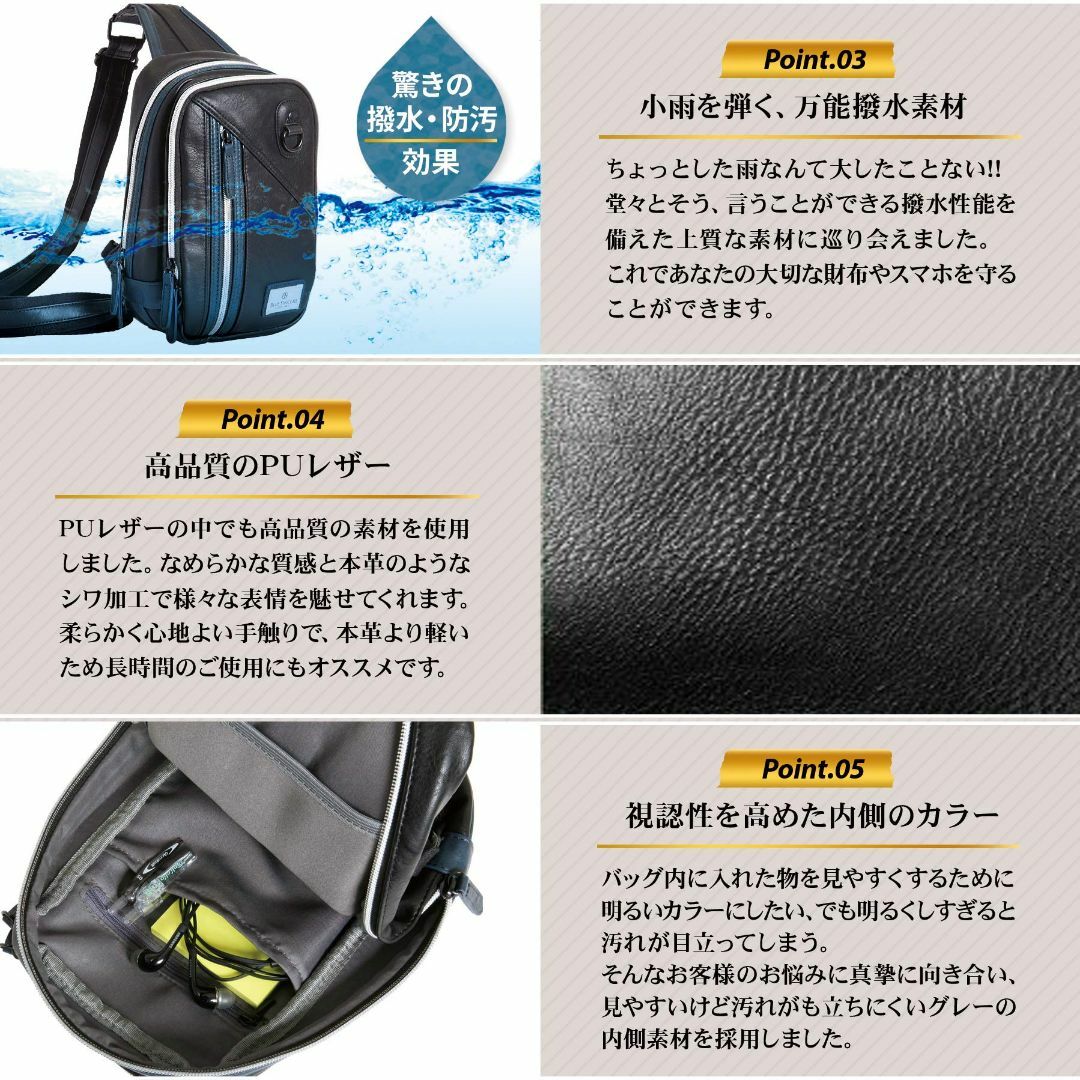 【色: グレイスネイビー】[BLUE SINCERE] ボディバッグ メンズ サ メンズのバッグ(その他)の商品写真