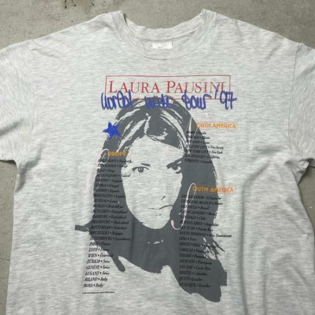 90年代 LAURA PAUSINI WORLD WIDE TOUR アーティスト バンドTシャツ バンT ツアー メンズXL メンズのトップス(Tシャツ/カットソー(半袖/袖なし))の商品写真