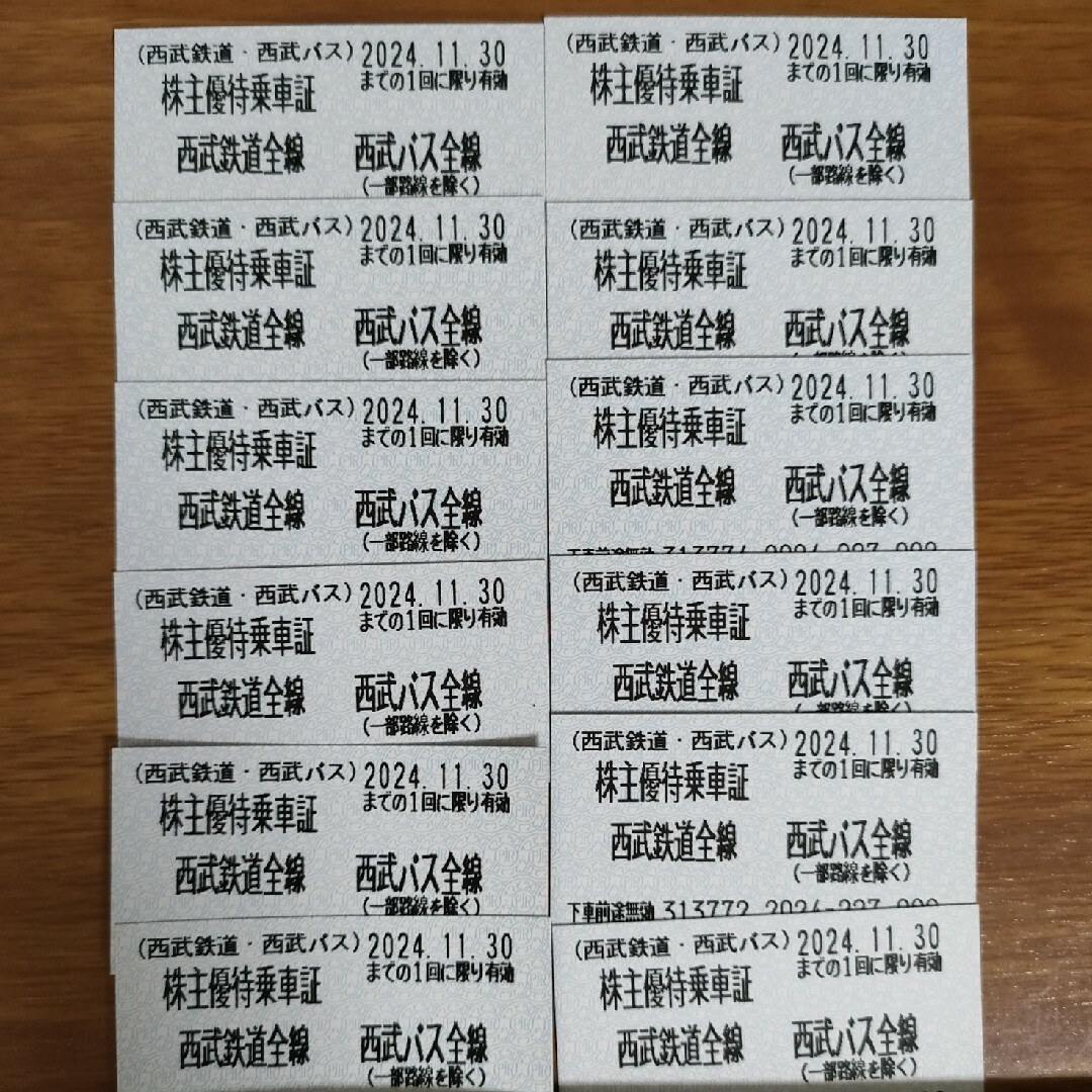 西武ホールディングス  株主優待乗車証  １２枚 チケットの優待券/割引券(その他)の商品写真