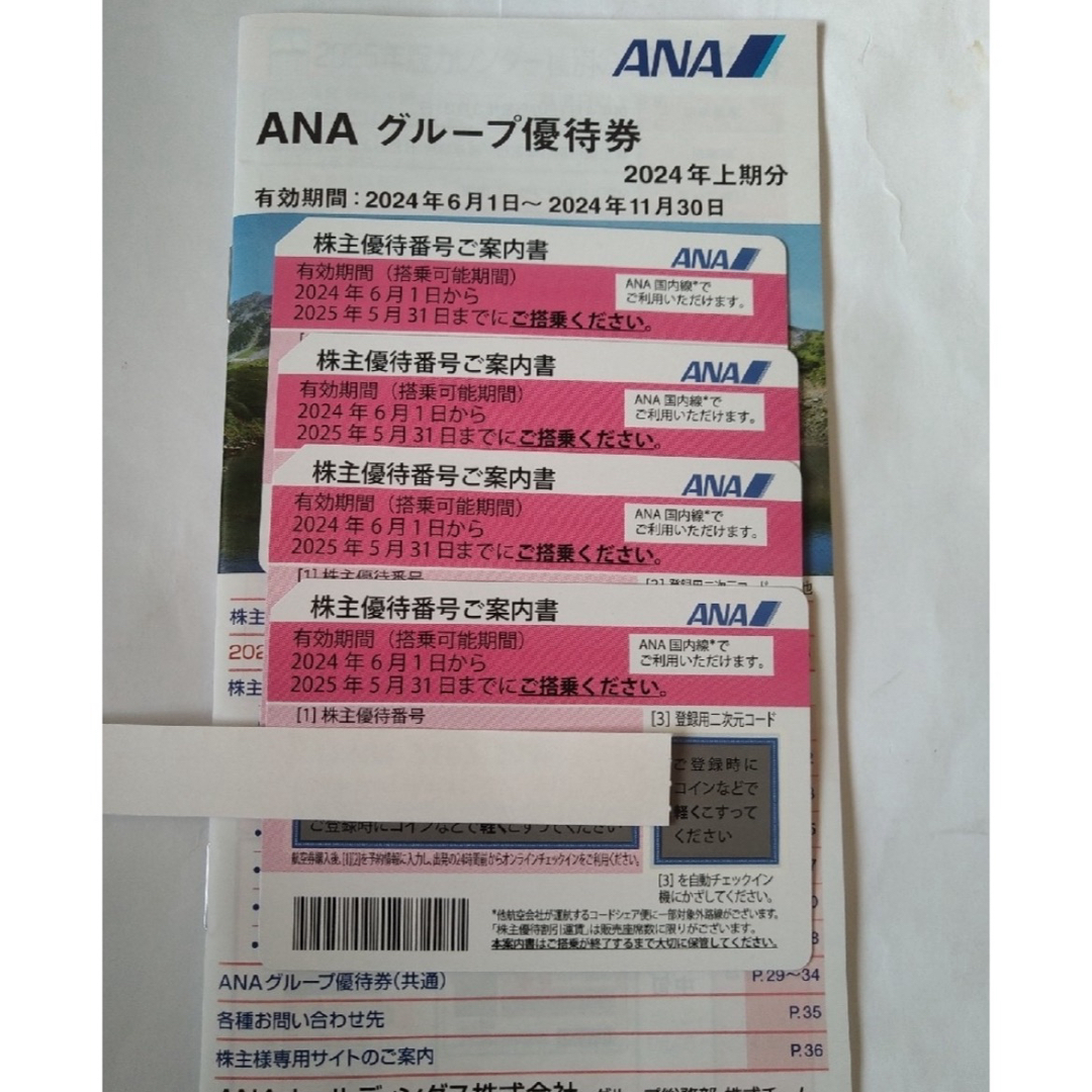 ANA株主優待券4枚　有効期間2024年6月1日〜2025年5月31日 チケットの優待券/割引券(その他)の商品写真
