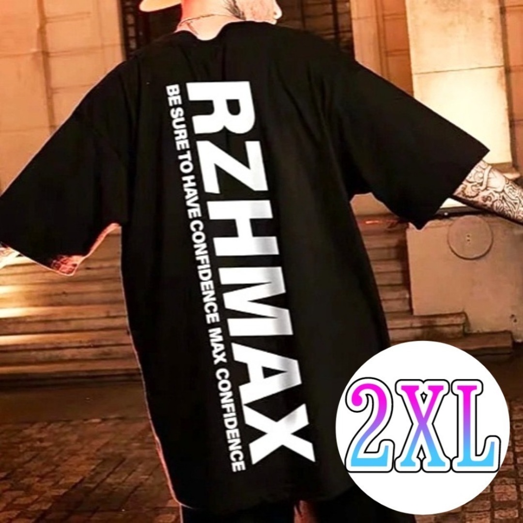 【人気沸騰！】　メンズ　Ｔシャツ　ロゴ　ストリート　オーバーサイズ　２ＸＬ　黒 メンズのトップス(Tシャツ/カットソー(半袖/袖なし))の商品写真