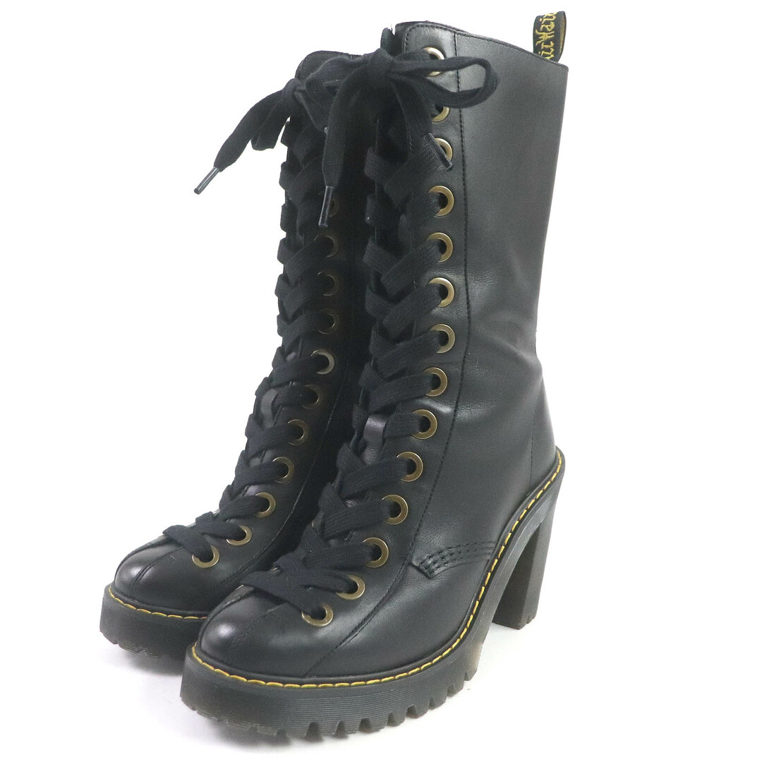 Dr.Martens(ドクターマーチン)の美品□Dr.Martens ドクターマーチン CAREY レザー サイドジップ レースアップ ヒールブーツ ロングブーツ ブラック 6 レディースオススメ レディースの靴/シューズ(ブーツ)の商品写真