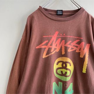 ステューシー(STUSSY)の【良好カラー】stussyストックロゴ古着長袖Tシャツ茶色ストリート00sL(Tシャツ/カットソー(七分/長袖))