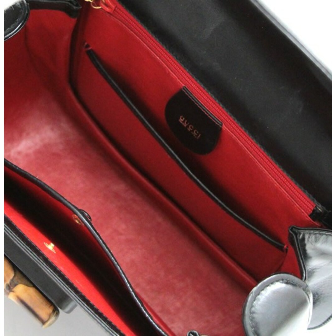 Gucci(グッチ)のグッチ GUCCI ヴィンテージ バンブー ハンドバッグ ミディアム カーフレザー 黒 【65270】 レディースのバッグ(ハンドバッグ)の商品写真