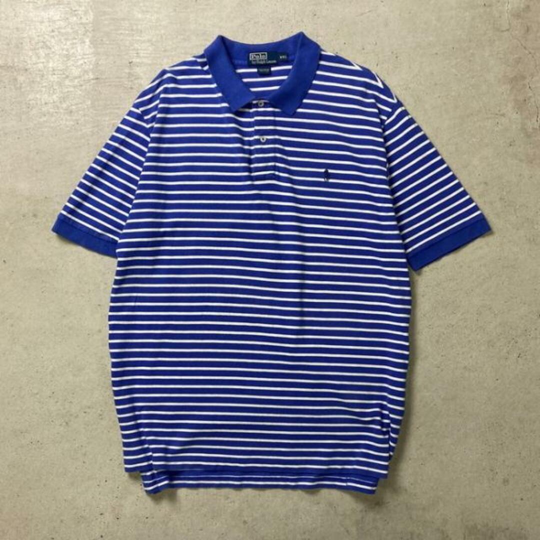 Ralph Lauren(ラルフローレン)の90年代 Polo by Ralph Lauren ポロバイラルフローレン 半袖 鹿の子 ポロシャツ ボーダー メンズ2XL メンズのトップス(ポロシャツ)の商品写真