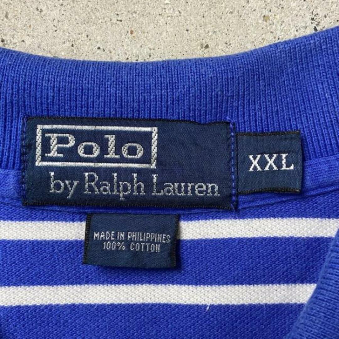 Ralph Lauren(ラルフローレン)の90年代 Polo by Ralph Lauren ポロバイラルフローレン 半袖 鹿の子 ポロシャツ ボーダー メンズ2XL メンズのトップス(ポロシャツ)の商品写真