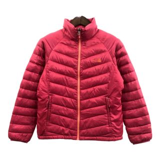 ザノースフェイス(THE NORTH FACE)のTHE NORTH FACE ノースフェイス ダウンジャケット アウトドア 防寒 ワンポイント ピンク (レディース L) 中古 古着 Q6553(ダウンジャケット)