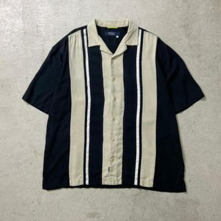90年代〜00年代 Nat Nast オープンカラーシルクシャツ ストライプ キューバシャツ メンズXL(シャツ)