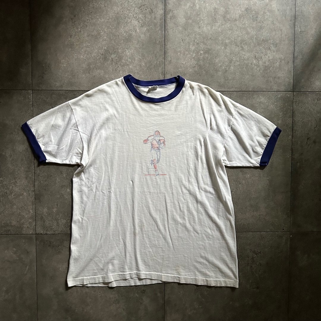 Champion(チャンピオン)の70s チャンピオン リンガーtシャツ USA製 L ホワイト 染み込み メンズのトップス(Tシャツ/カットソー(半袖/袖なし))の商品写真