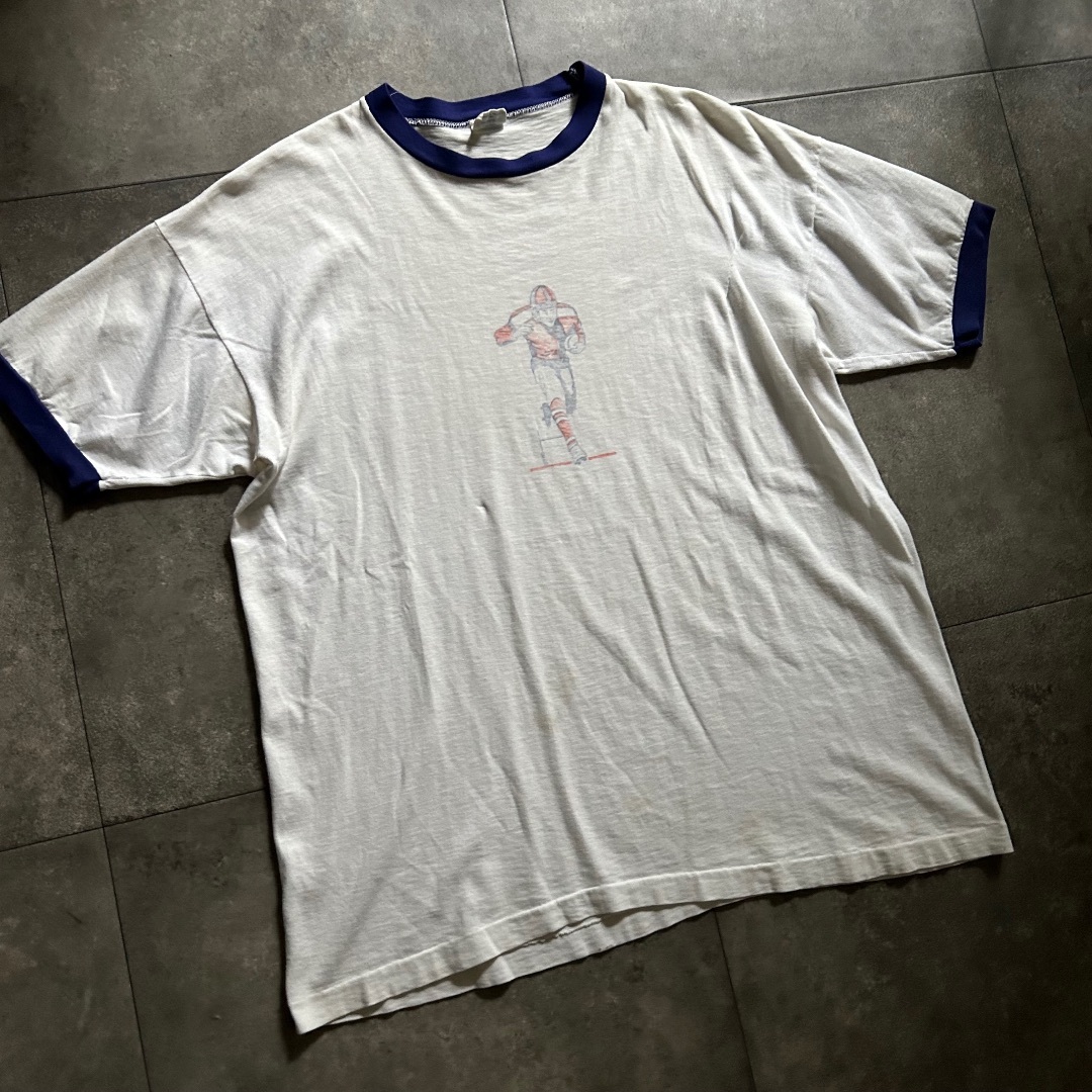 Champion(チャンピオン)の70s チャンピオン リンガーtシャツ USA製 L ホワイト 染み込み メンズのトップス(Tシャツ/カットソー(半袖/袖なし))の商品写真