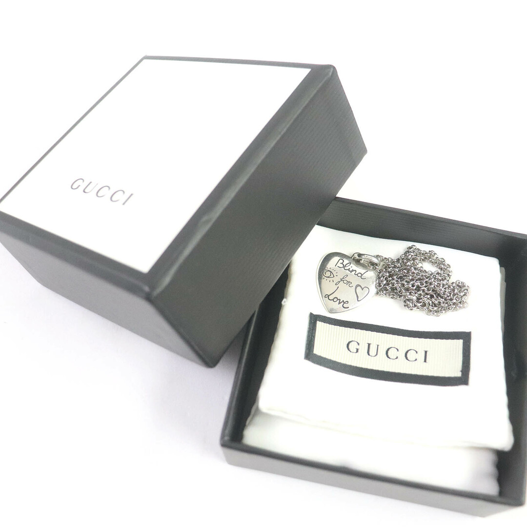 Gucci(グッチ)の良品□GUCCI グッチ 455542 ブラインドフォーラブ AG925 ハート ペンダント ネックレス シルバー 箱・保存袋付き イタリア製 重量12.3g レディース レディースのアクセサリー(ネックレス)の商品写真