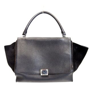 セリーヌ(celine)のTh962412 セリーヌ トラペーズ ミディアム 169543MDB.38NO 本革×スエード ハンドバッグ 2Way ショルダーバッグ ブラック系 CELINE 中古(ハンドバッグ)