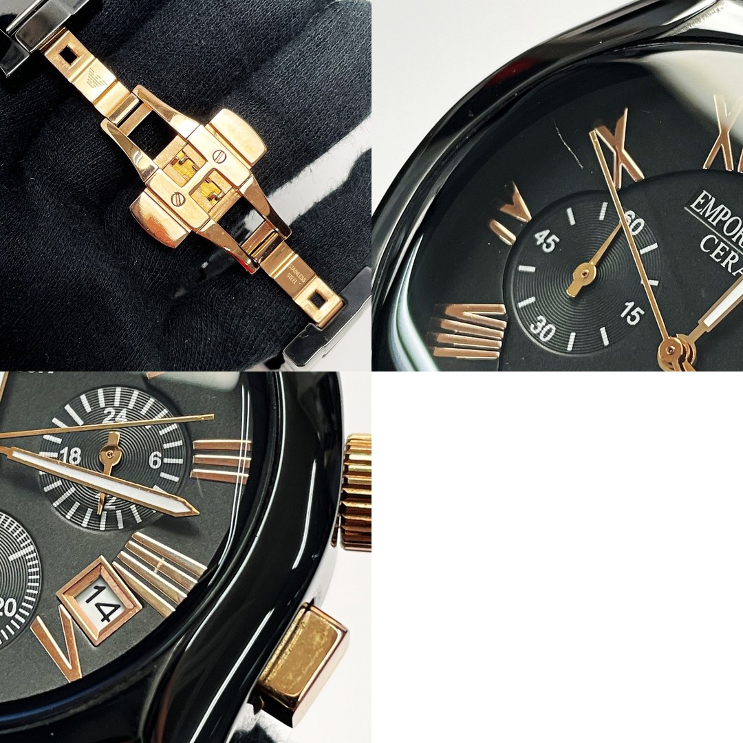Emporio Armani(エンポリオアルマーニ)の☆☆EMPORIO ARMANI エンポリオアルマーニ CERAMICA AR-1410 ブラック クロノグラフ クォーツ メンズ 腕時計 メンズの時計(腕時計(アナログ))の商品写真