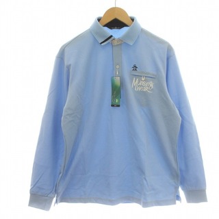 マンシングウェア(Munsingwear)のMUNSINGWEAR ポロシャツ 長袖 ロゴ 刺繍 LL 水色 ライトブルー(ウエア)
