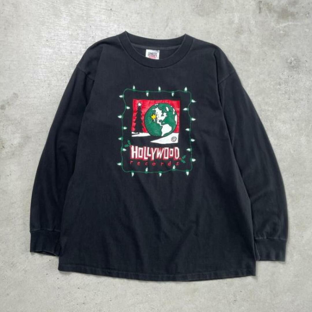 90年代 USA製 HOLLYWOOD RECORDS ロングTシャツ ロンT レコード会社 メンズXL メンズのトップス(Tシャツ/カットソー(七分/長袖))の商品写真