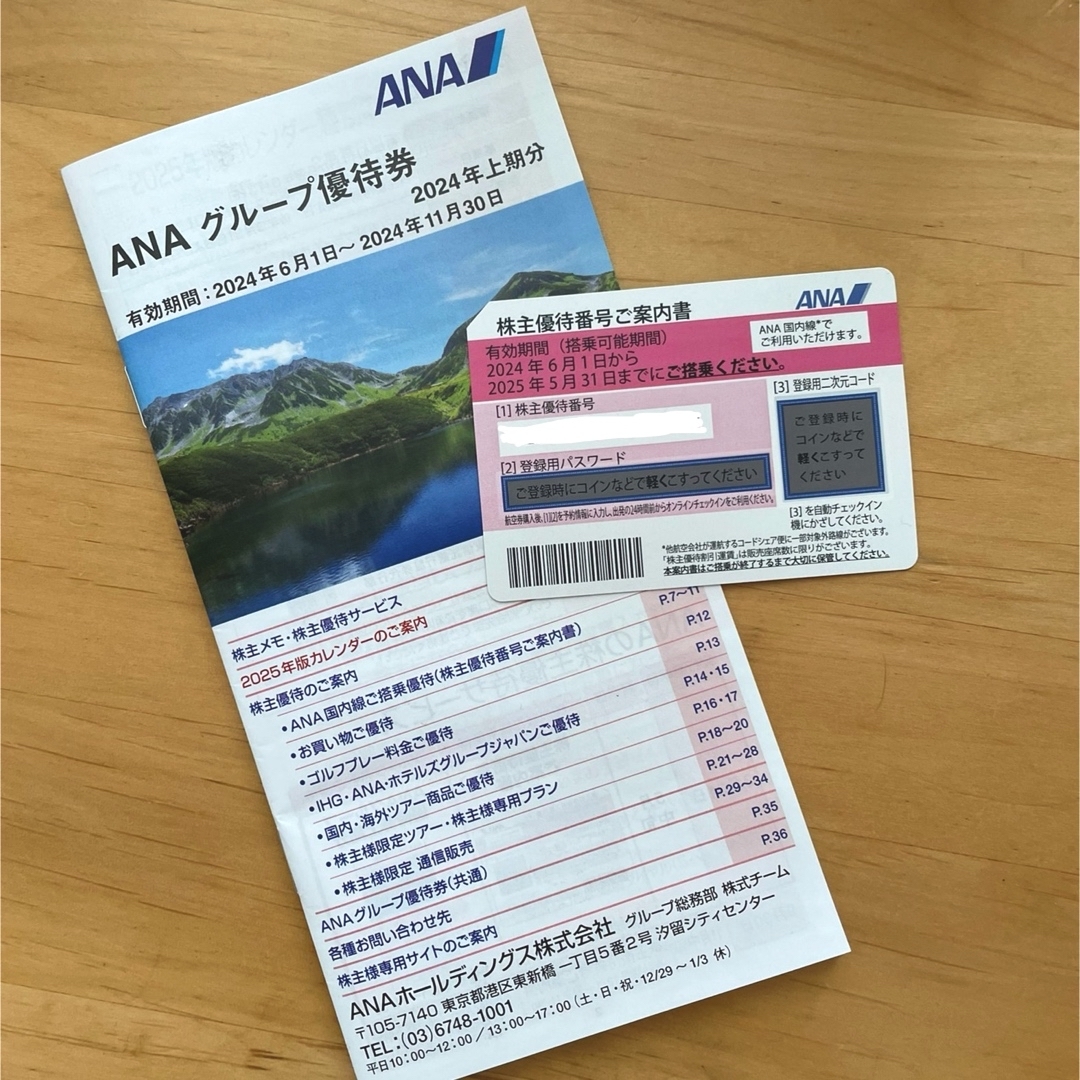 ANA(全日本空輸)(エーエヌエー(ゼンニッポンクウユ))の最新2025年5/31まで！ANA株主優待　搭乗券＋ANAグループ優待券付き チケットの乗車券/交通券(航空券)の商品写真